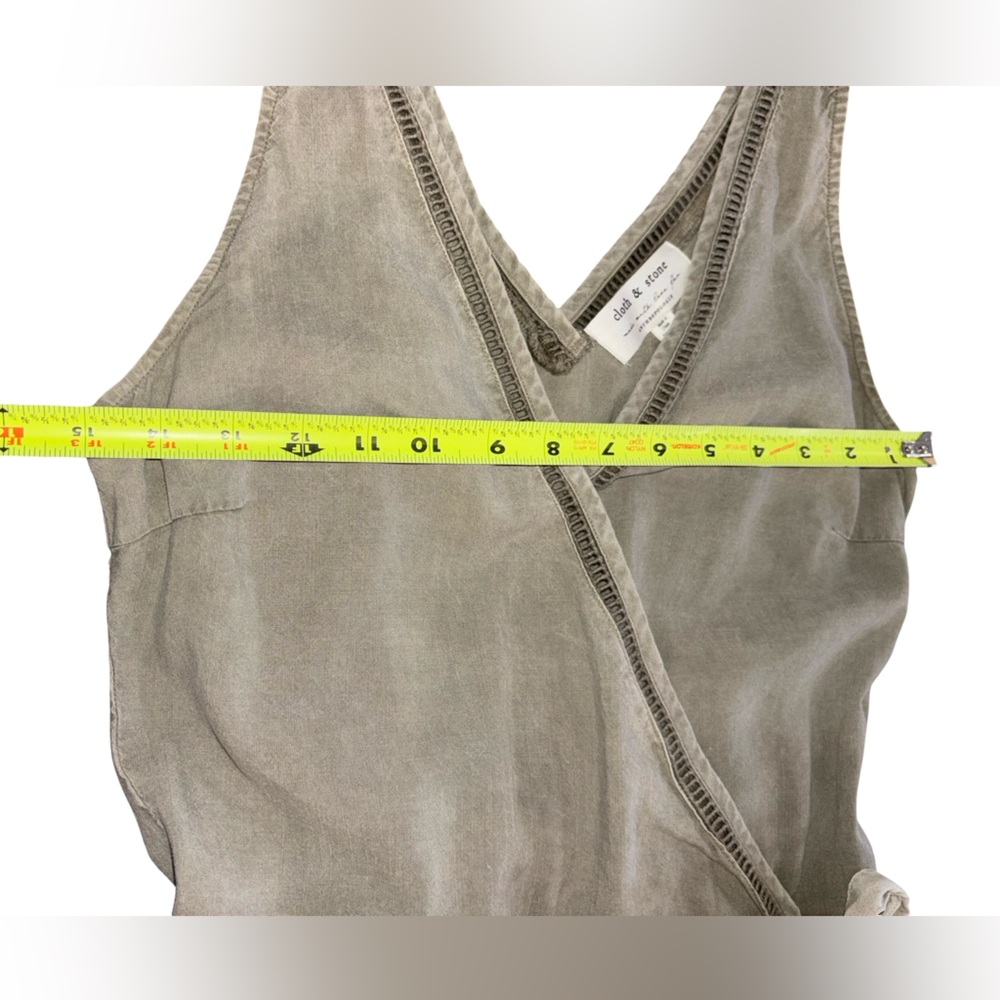 Anthro Cloth & Stone Tencel Wrap Romper Taupe XS Tie Waist - Picture 10 of 11